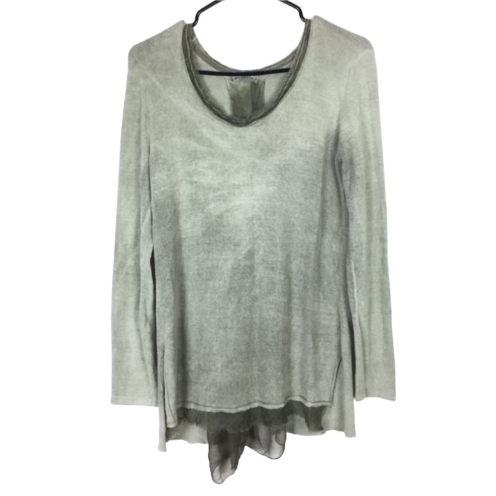 Nina Kendosa green sweater with open back size small lagenlook cozy